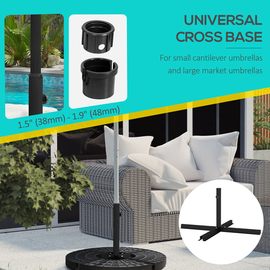 Outdoor Universal Cross Brace Stand For Small Offset Umbrella Or Large Market Umbrella, Black