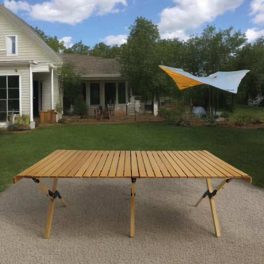 Multi - Function Wooden Foldable Portable Patio Dining Table, NaturalIndoor And Outdoor Universal ,Natural