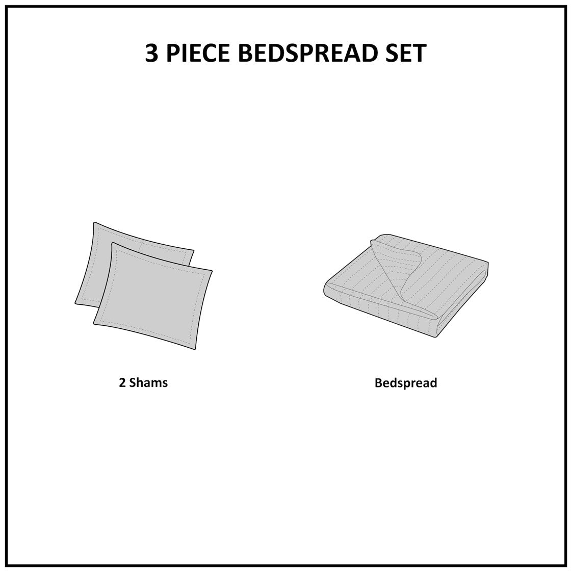 3 Piece Reversible Bedspread Set Seafoam Full Queen