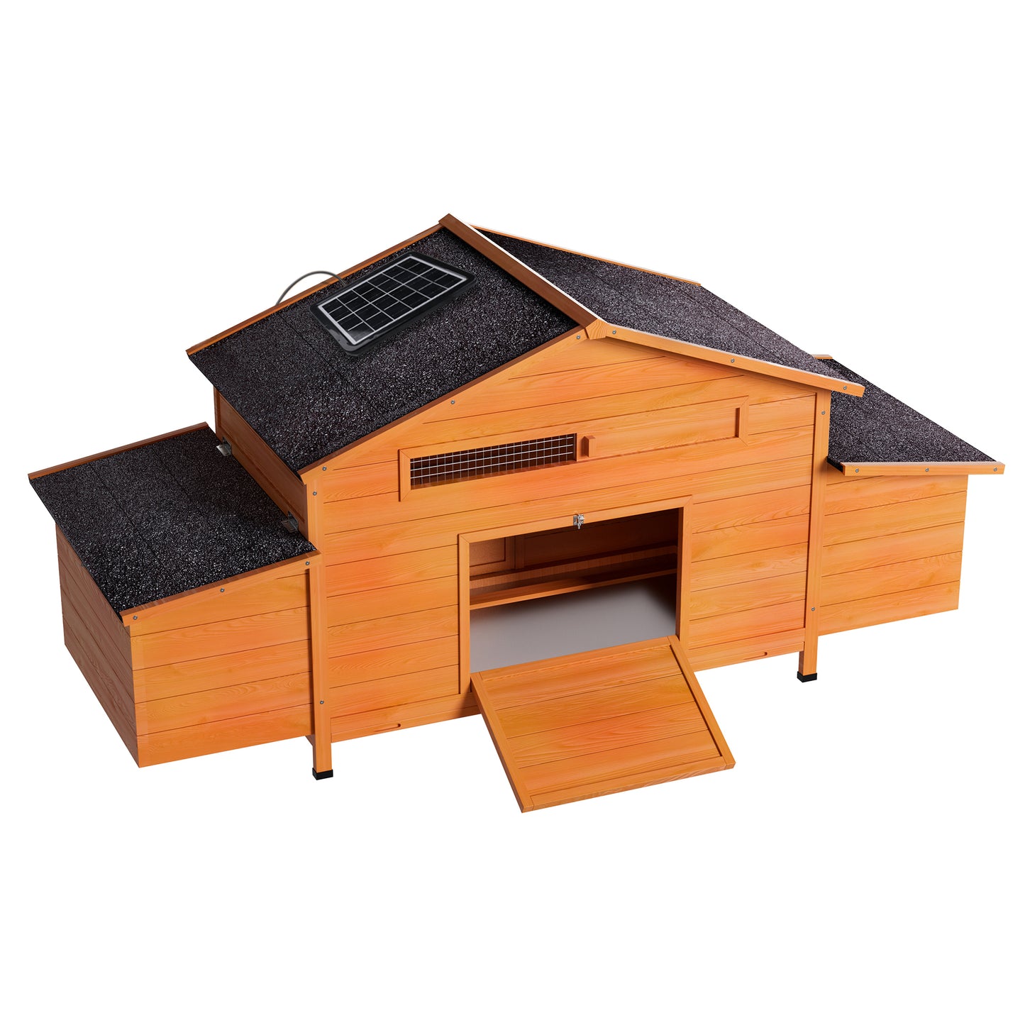 Automatic Chicken Coop With Solar-Powered Door, Weatherproof Design, Ventilated, With 2 Nesting Boxes, Timer & Light Sensor Durable Outdoor Chicken House With Pull-Out Tray For Easy Cleaning