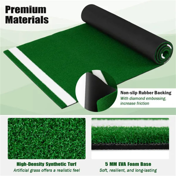 10ft X 3ft Softball Pitching Mat With Artificial Turf, Indoor & Outdoor Training Aid For Pitching Practice -Green