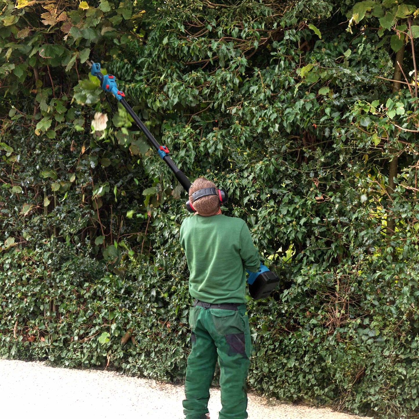 1Set 2 In 1 Electric Pruning Shear With Extension Pole 21V 4.0Ah Batteries Powered Cordless Pruner Reach 13FT High 0.98in Cutting Diameter For Tree Trimming