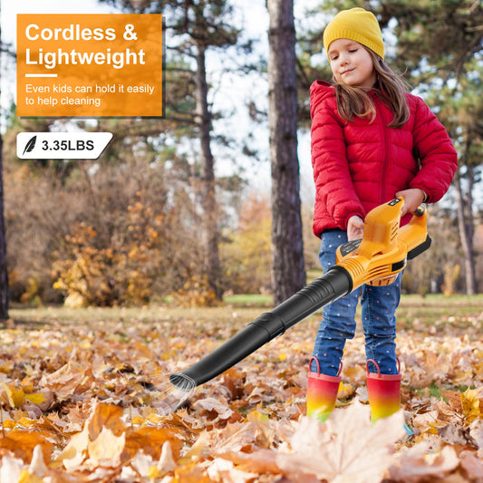 1Pc Cordless Leaf Blower Handheld Electric Battery Powered Air Blower Max 124MPH 300CFM With 2 Adjustable Speeds 2Pcs 18V 2000mA Battery And Charger For Yard Patio