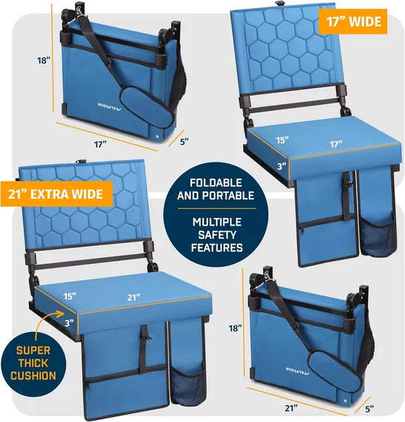Alpcour Folding Reclining Stadium Seat With Back Support For Bleachers