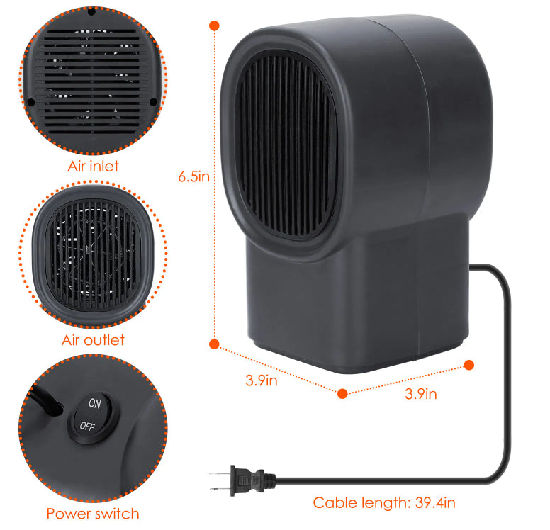 500W Portable Electric Space Heater Mini Desktop Fan Heater Personal Small Space Heater For Home Office