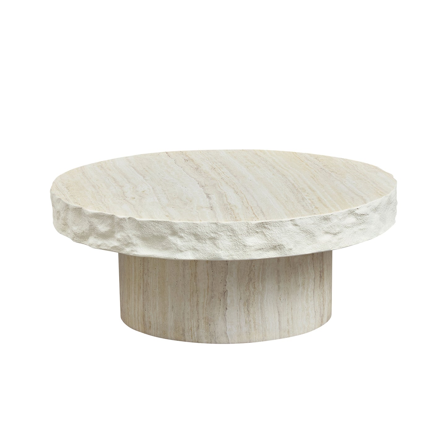 31.69 Inch Faux MARS Textural Patterns Coffee Tables For Living Room ,No Need Assembly Beige
