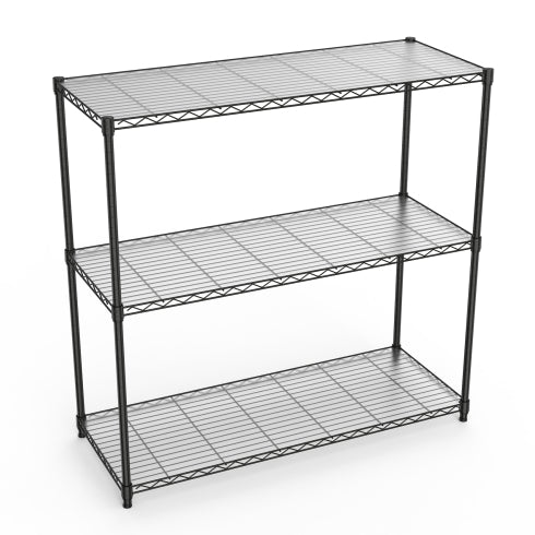 3 Tier Wire Shelving Unit, 1050 LBS NSF Height Adjustable Metal Garage Storage Shelves, Heavy Duty Storage Wire Rack Metal Shelves - Black