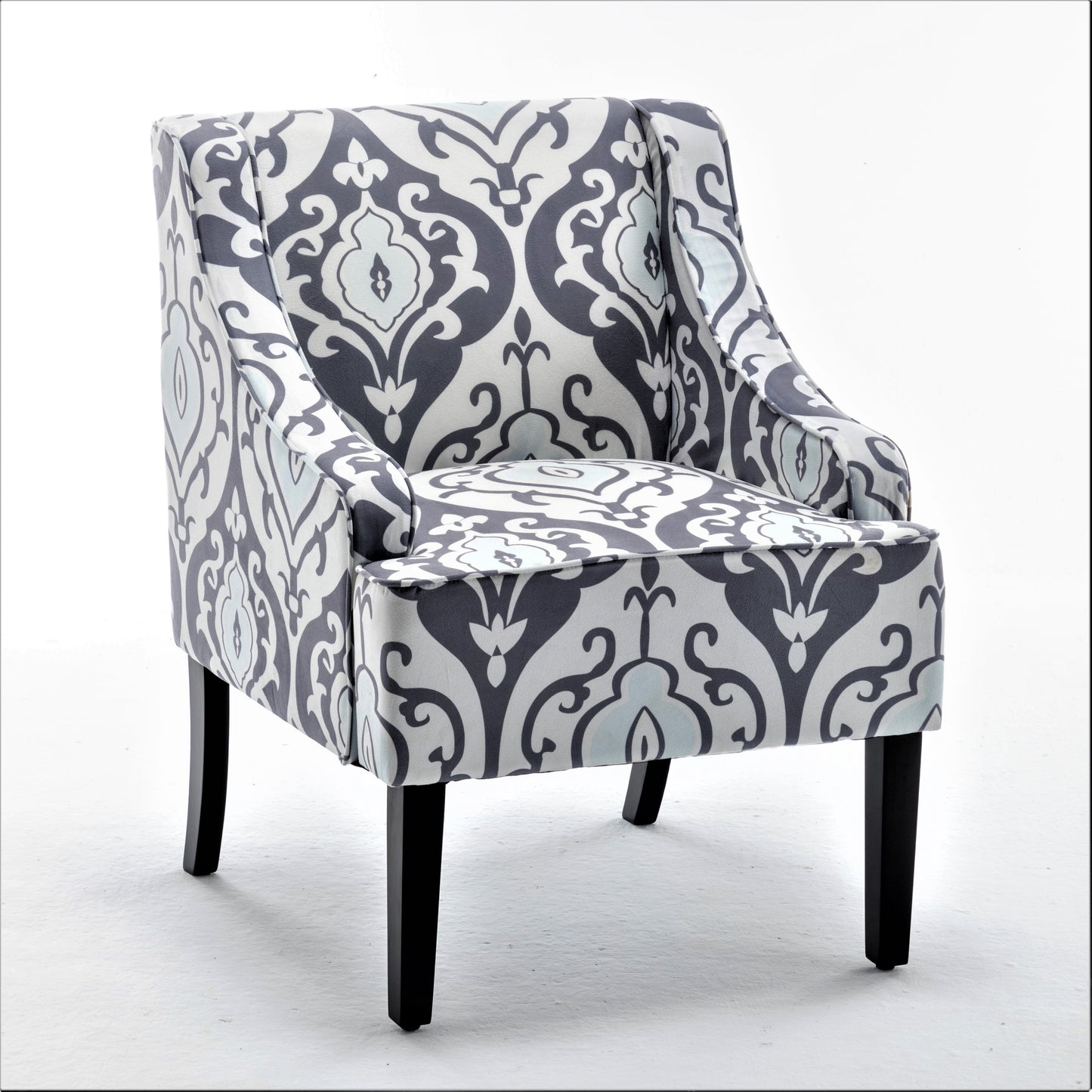 Versatile Upholstered Side Chair, Solid Wood Frame With Recessed Arms, Tapered Front Legs And Flared Back Legs, Foam & Sinuous Springs Cushioned Accent Chair For Entryway Bedroom Dining Room