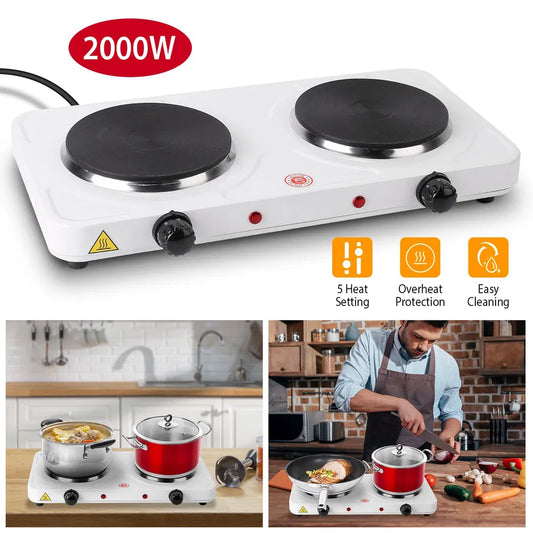 Cooking Electric Heating Plate, 2-burner Electric Stove, 2000 Watt Portable Electric Stove, Glass Stove, Easy To Clean, Suitable For RV&home&camping 110V