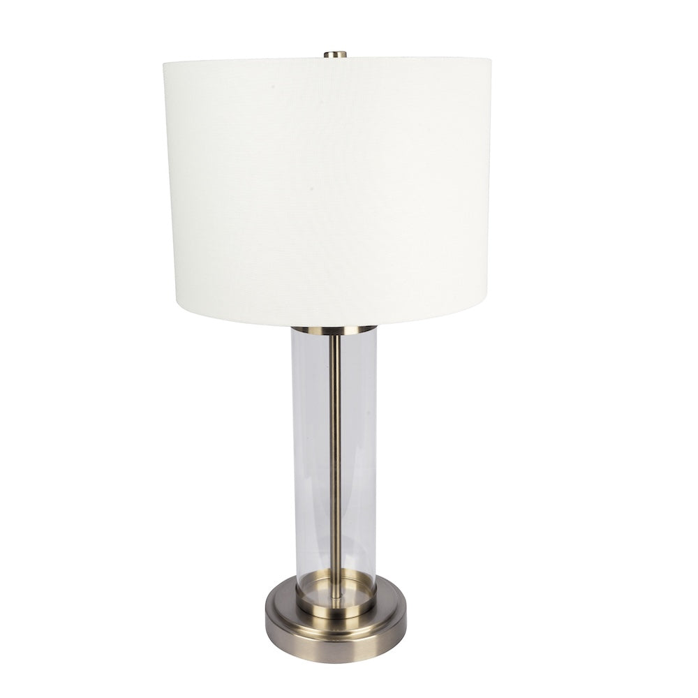 Luna Brushed Nickel Table Lamp With On Off Switch Clear Glass Body  Metal Base