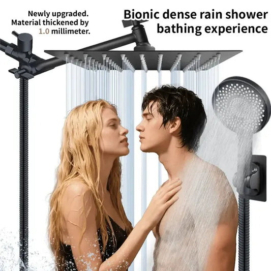 Premium Square Rain Shower System - 11-inch Adjustable Arm & High-Pressure Flow For Luxury Bathing