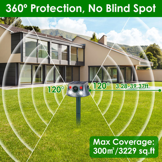 1Pc Ultrasonic Solar Animal Repeller Outdoor  Mole Snake Squirrel Repellent Waterproof With 3 Modes Motion Sensor Vibration Stake For Farm Garden Yard