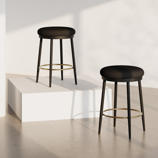 24.75 Modern Counter Stools Set Of 2,Black Counter Stools With Iron Frame,Sponge Cushion,Footrest,suitable For Kitchen Bedroom Dining Room