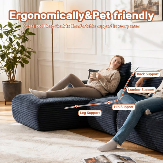 105'' Modular Sectional Sofa Couch ,Boneless Couch, Compressed Couch, Detachable And Washable, Replaceable Sofa Cover, Modern Woven-Textured Upholstery, Convertible L-Shaped Design For Living Room