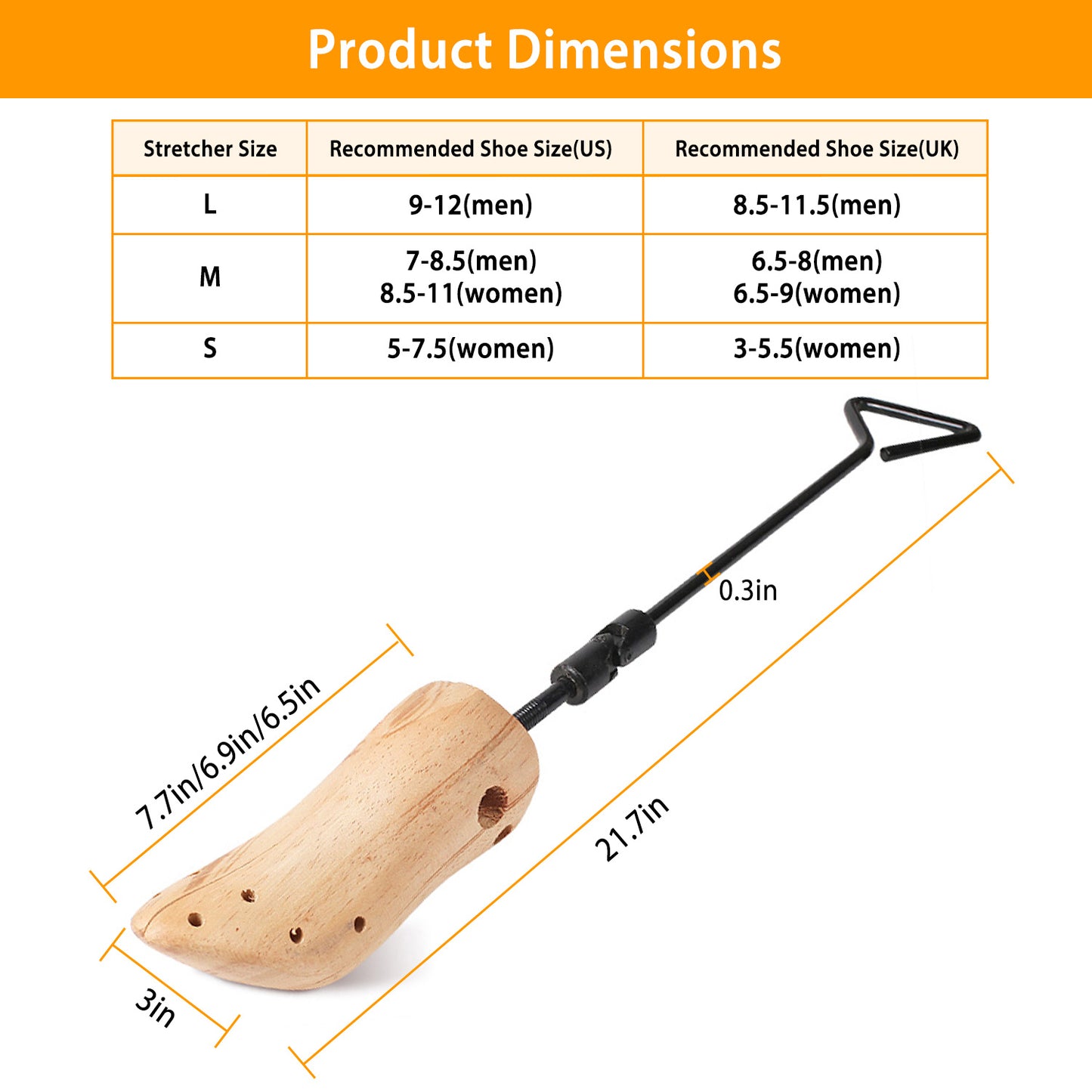 M-L Options -- 1Pc One Pair Boot Stretcher Adjustable Width Shoe Shaper Wooden Boot Widener Expander For Men Women