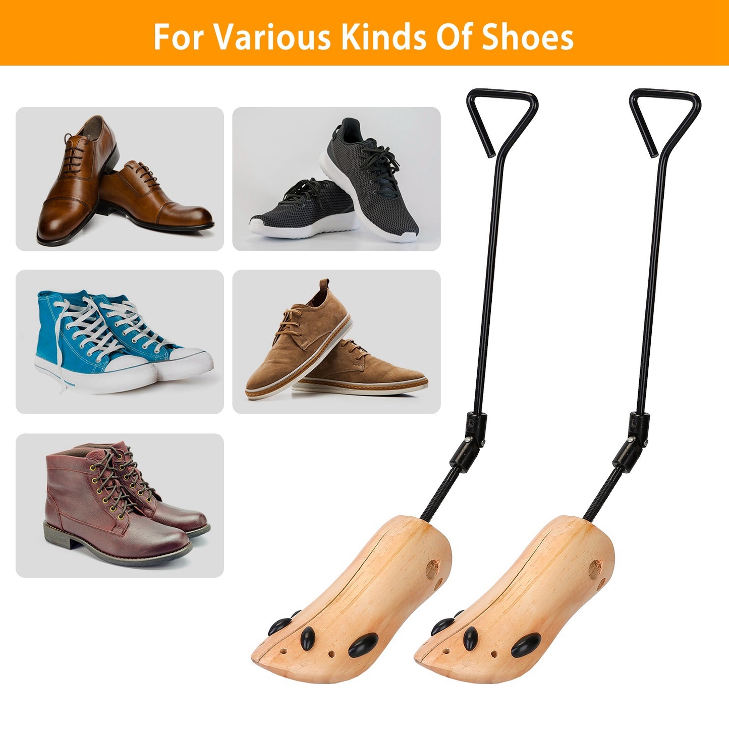 M-L Options -- 1Pc One Pair Boot Stretcher Adjustable Width Shoe Shaper Wooden Boot Widener Expander For Men Women