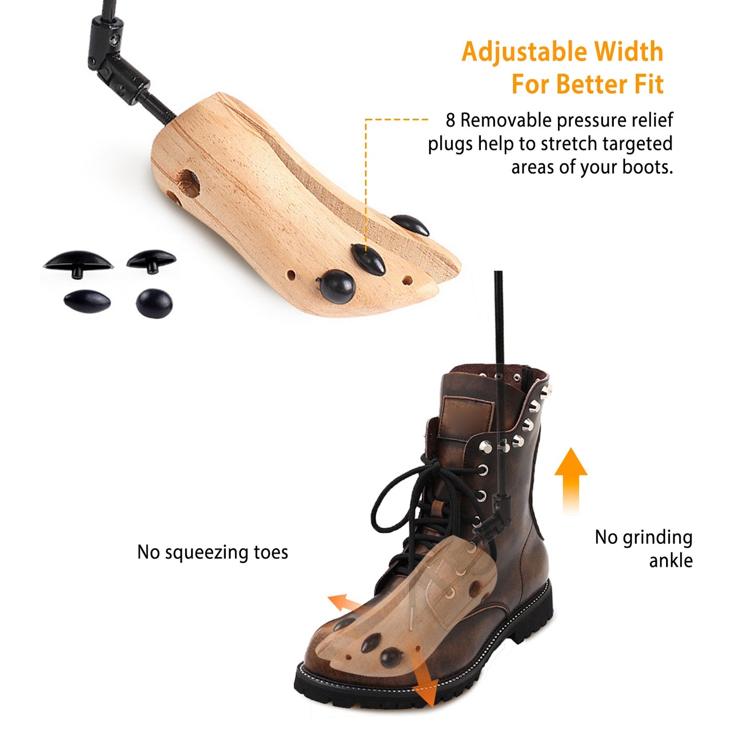 M-L Options -- 1Pc One Pair Boot Stretcher Adjustable Width Shoe Shaper Wooden Boot Widener Expander For Men Women
