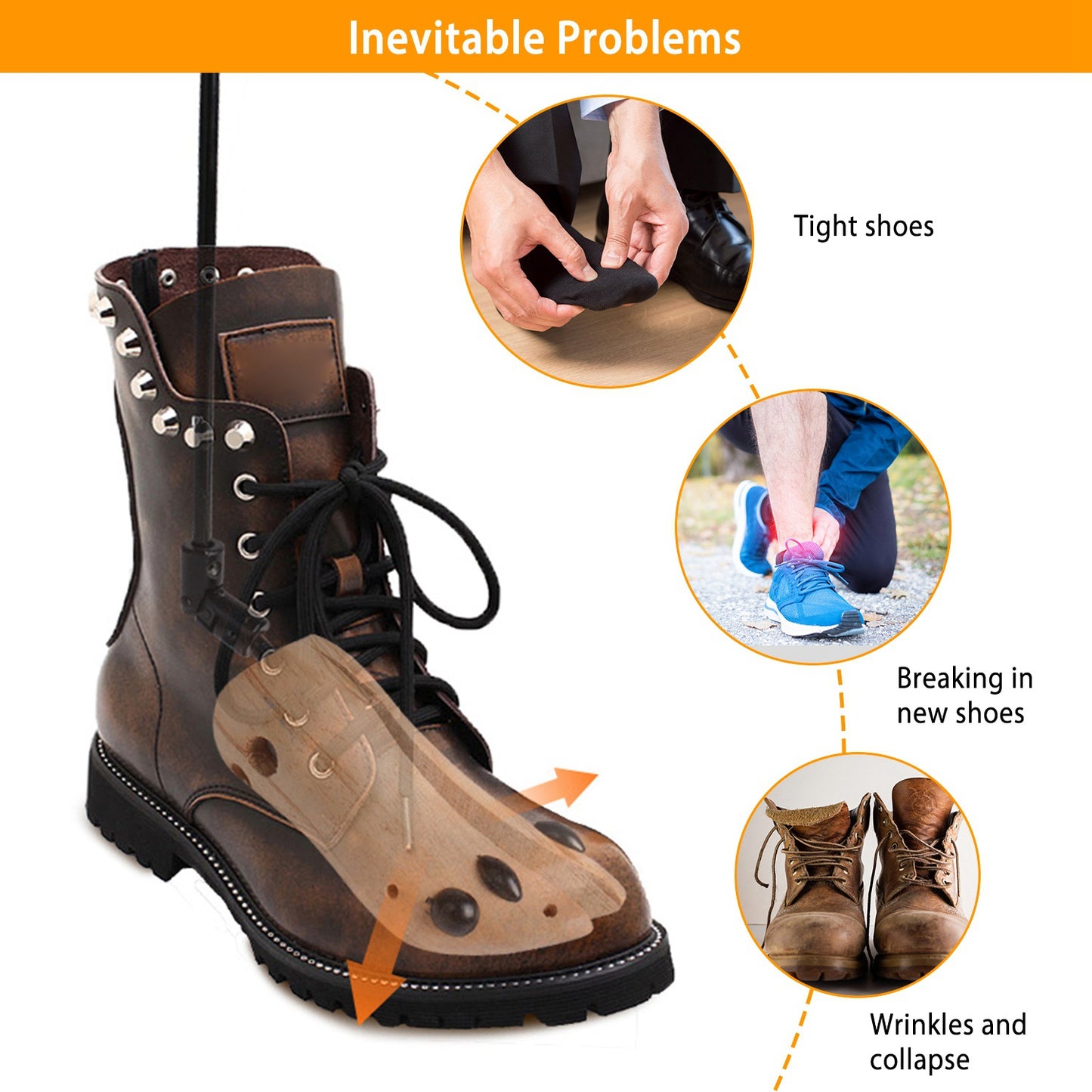 M-L Options -- 1Pc One Pair Boot Stretcher Adjustable Width Shoe Shaper Wooden Boot Widener Expander For Men Women