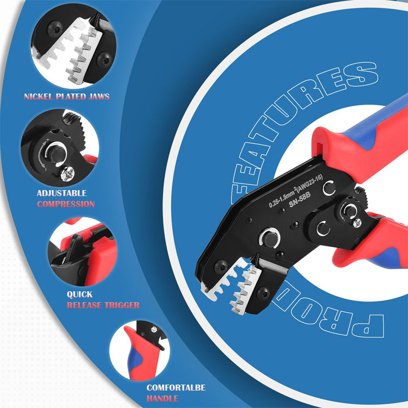 SN-58B Automotive Plug-in Crimping Pliers With Multiple Jaws Are Suitable For Bare Terminal Insulation Terminals And Tubular Terminals,Clamping Fixture, Multi Clamping Mold, Wire Set, DuPont Terminal,