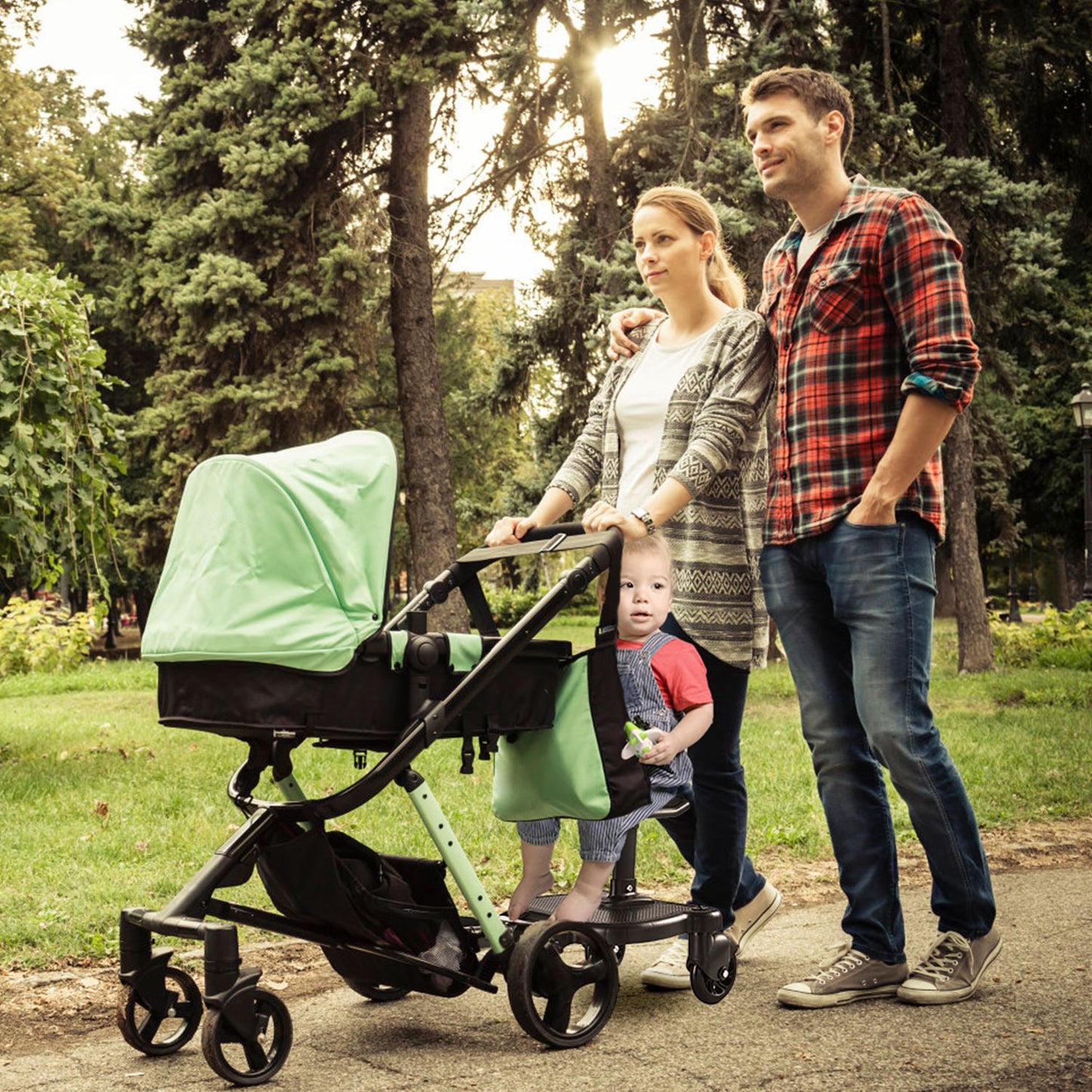 1Pc 2 In 1 Universal Stroller Board Sit & Stand Buggy Wheeled Board Toddler Stroller Attachment With Detachable Seat For 3-7 Years Old