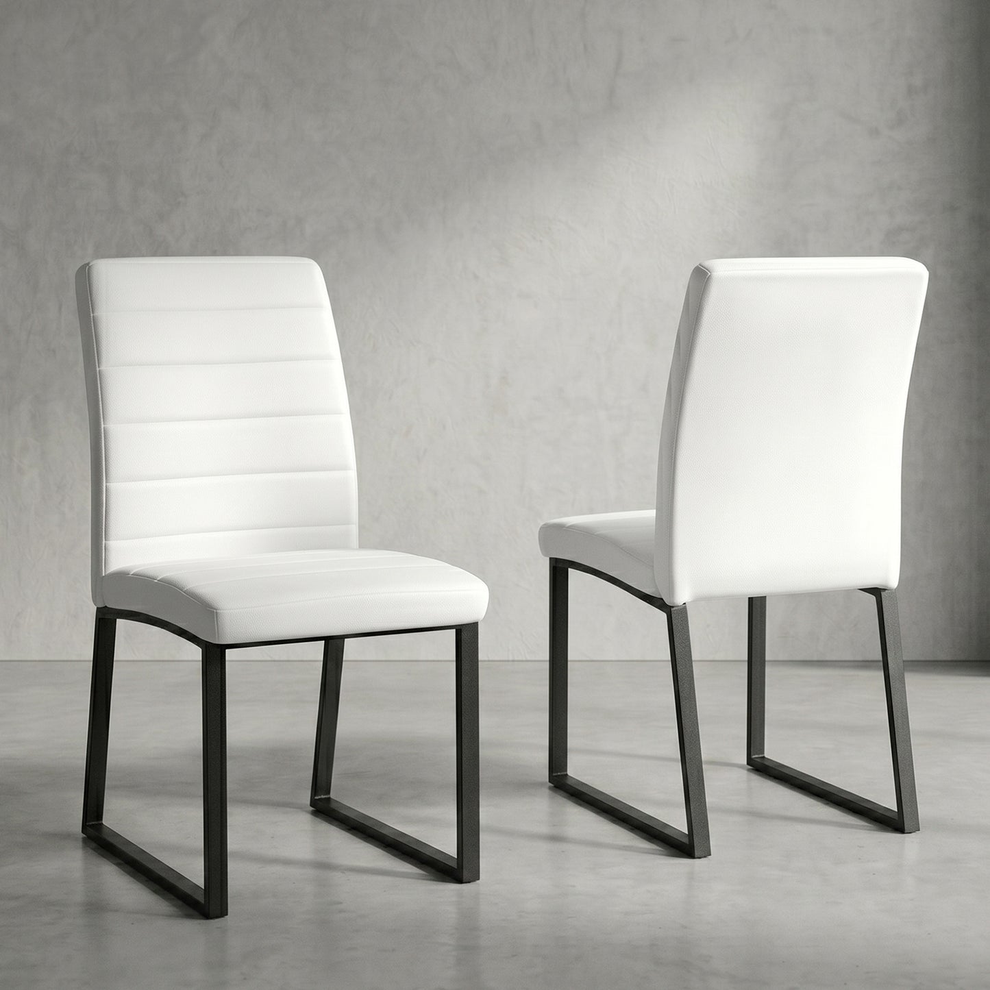 2-Pack - Premium PU Office Dining Chairs With High-density Foam, Sturdy Iron Legs  Spray Paint , Multiple Colors. Easy Assembly
