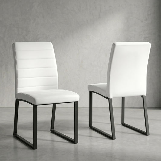 2-Pack - Premium PU Office Dining Chairs With High-density Foam, Sturdy Iron Legs  Spray Paint , Multiple Colors. Easy Assembly