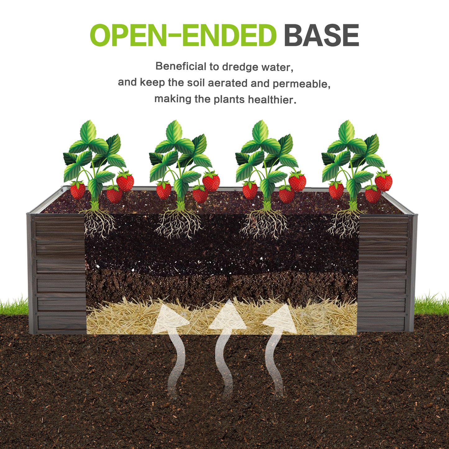 2-Pack 74.6 X35.4 X25  Raised Garden Bed Kit, Metal Elevated Planter Box, Open Drainage Base, 8 Reinforcing Rods, Rustproof Steel With Safety Edging  Easy Assembly For Vegetables, Flowers, Herbs