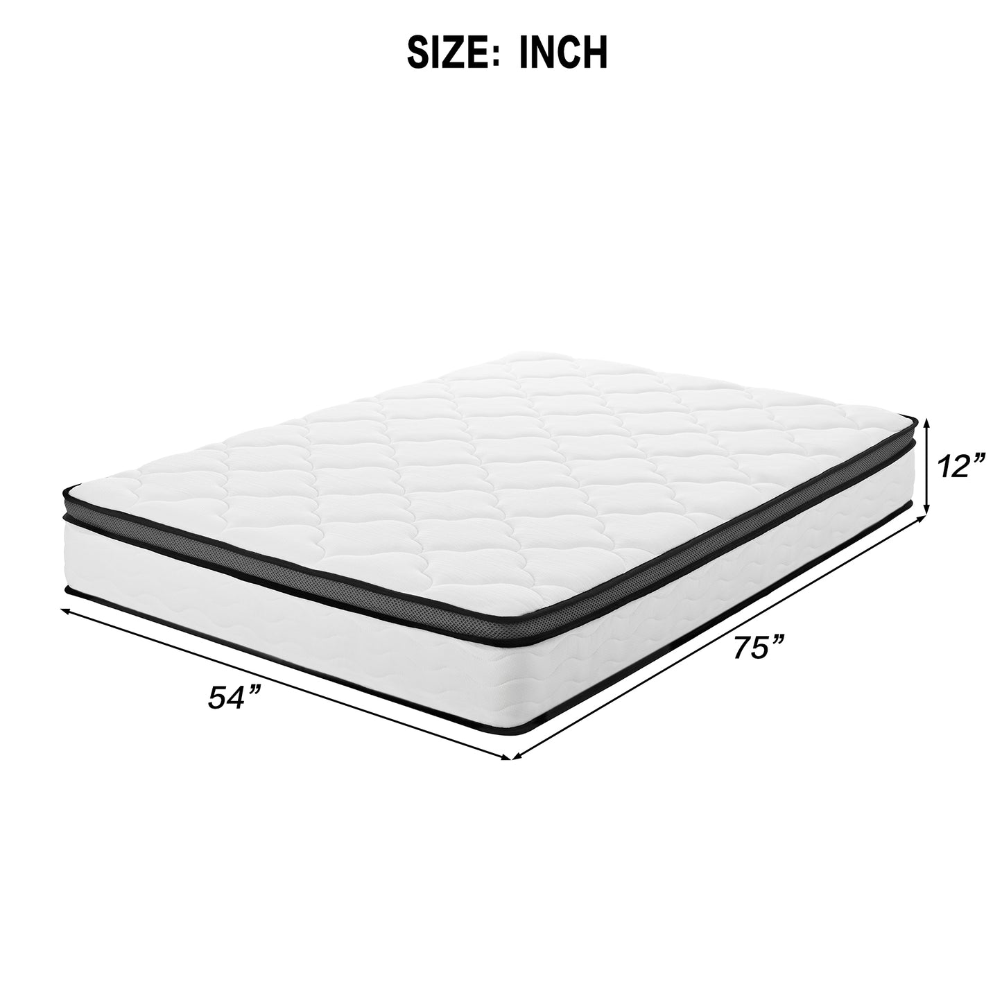 Full Mattress, 12 Inch Full Hybrid Mattress In A Box,  Individually Wrapped Pocket Coils Innerspring Mattress, Medium Firm, Pressure Relief & Breathable Comfort, CertiPUR-US, OEKO-TEX