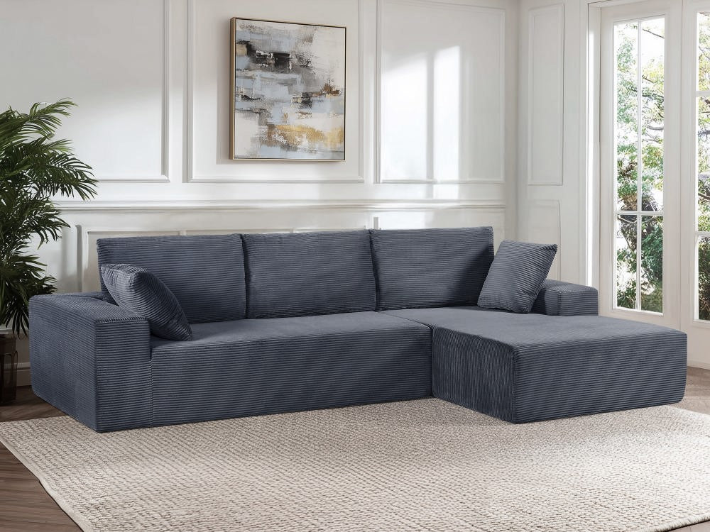 CozyForm Convertible Sectional Sofa In Soft Corduroy, Modern Comfy Couch With Full Foam Cushioning, Cozy Sleeper Sectional For Living Room, Bedroom, No Assembly Required, Dark Gray - Right Facing