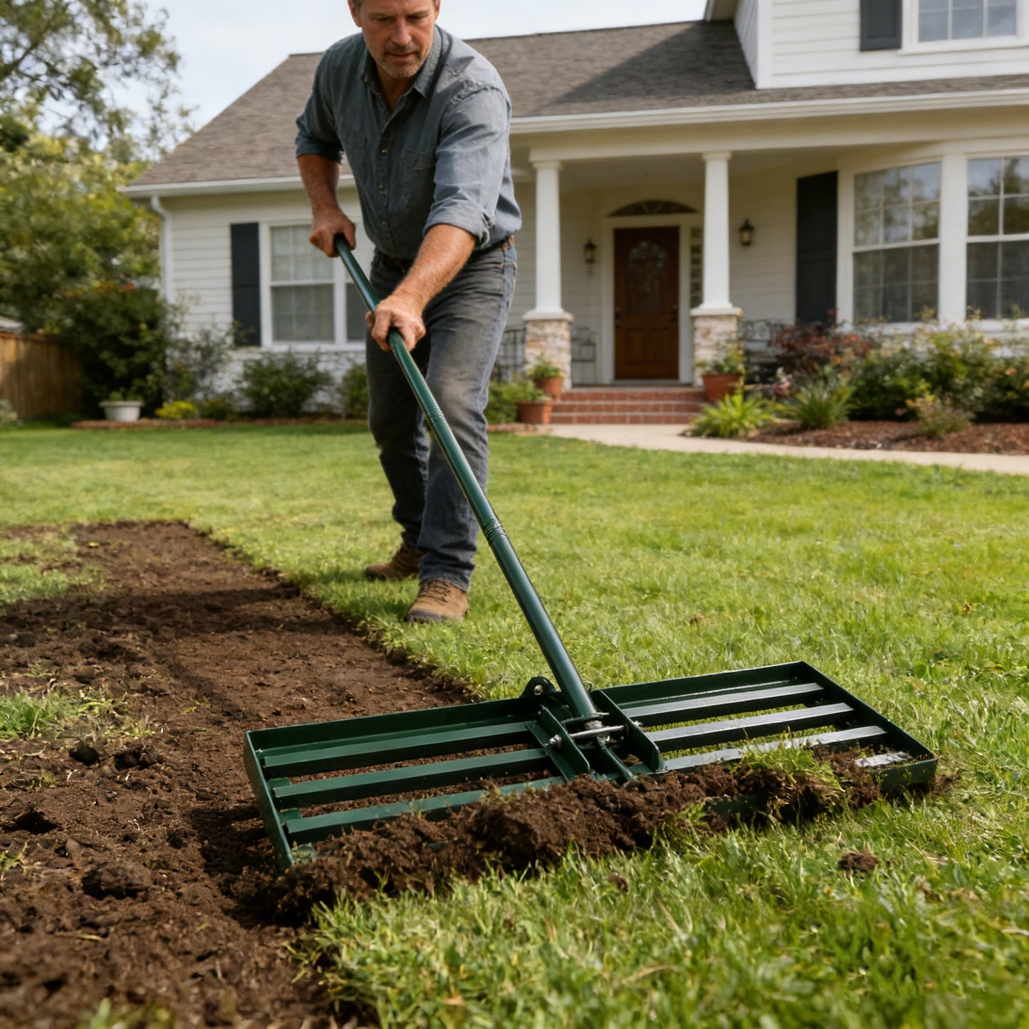 Garden  Farmland Golf Course Compost Sand Leveling With 79.5 Long Handle Heavy Duty Tool Lawn Leveling Rake