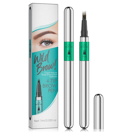 Microblading Eyebrow Pen,Waterproof Eye Brow Pen With 4-Fork-Tip Liquid Brow Pen For Natural Looking Defined Eyebrows,01,02,03