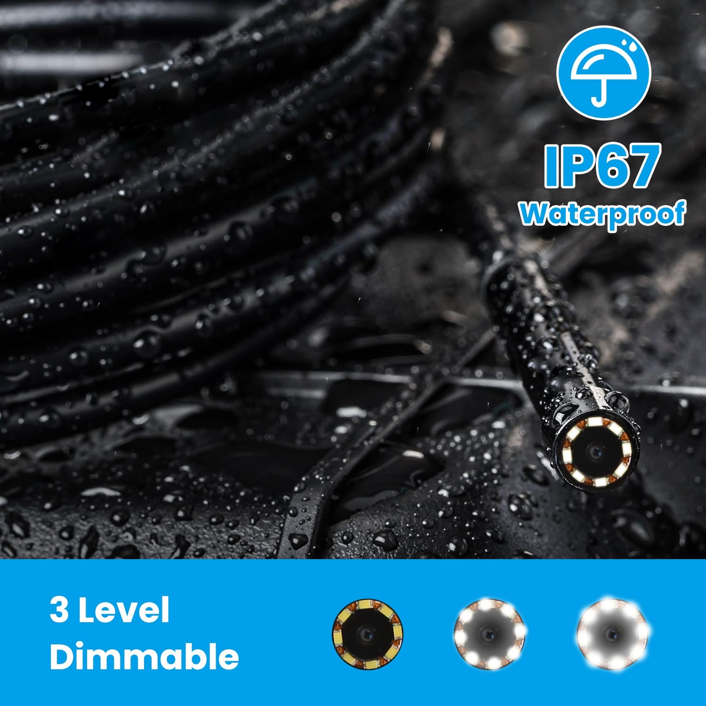 1Pc 4.3in Inspection Camera With Light Articulating Borescope Endoscope Camera With 16.4FT Wire 2 Modes 3 Adjustable Brightness IP67 Waterproof For Plumbing Automative Inside Wall