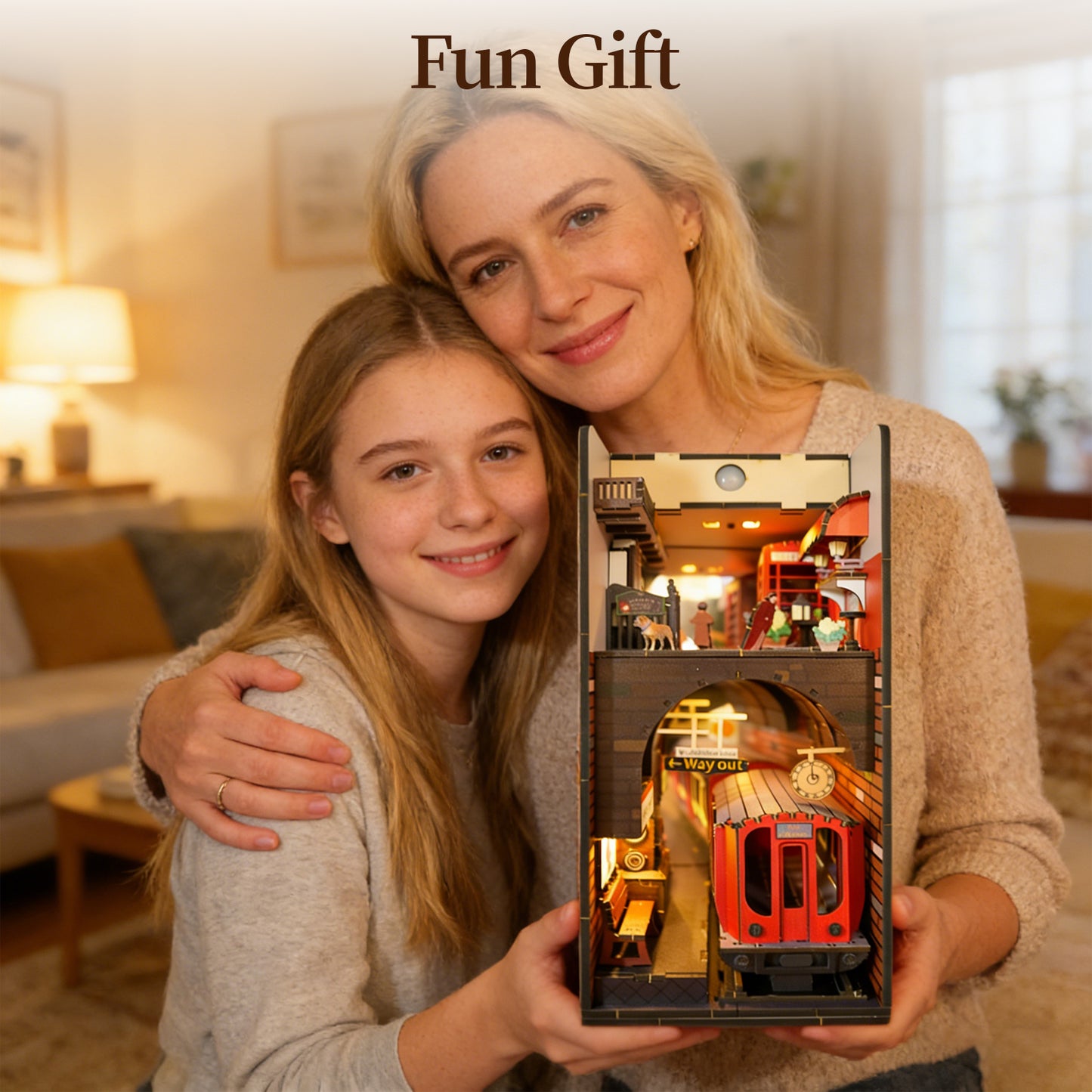 Sales Are Prohibited On The TEMU And SHEIN - 3d Wooden Puzzle For Adults Baker Street Book Nook With Lights Model Kit Dollhouse DIY Miniature House Birthday And Christmas Gifts