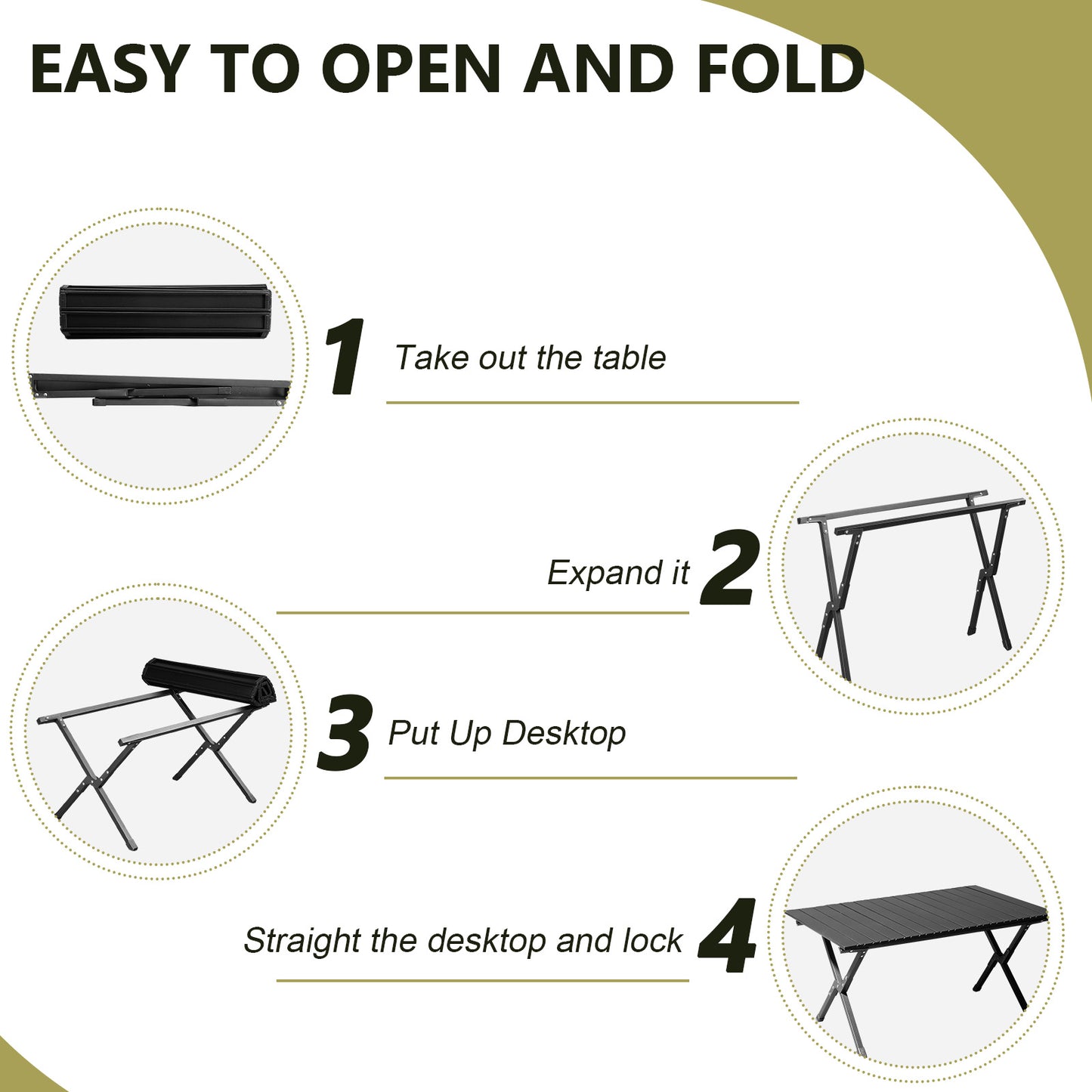116cm Carbon Steel Camping Table Multifunctional Picnic Table Portable Table Folding Table