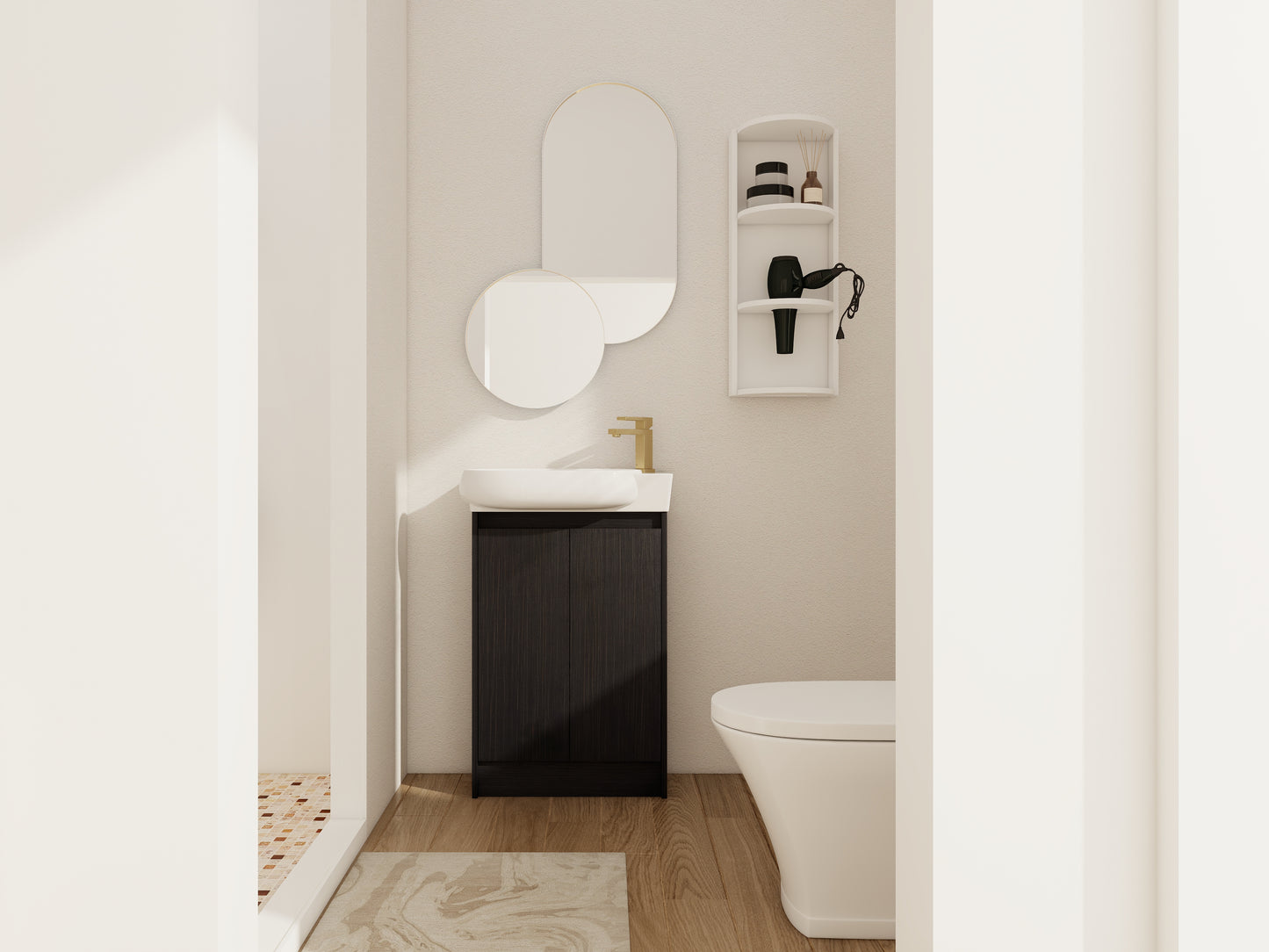 23  Freestanding Bathroom Vanity With Sink And Storage Rack, Soft Close Doors