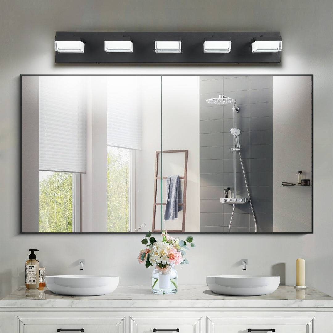 Bathroom Vanity Lights Over Mirror For Mirror Led Light Fixture 5 Lights Modern Black Vanity Light
