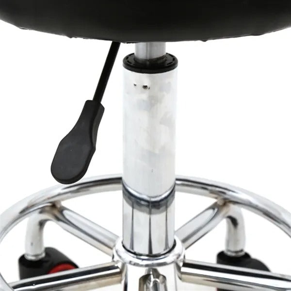 Round Shape Adjustable Salon Stool With Back And Line Black XH