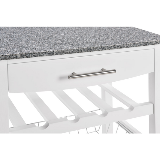 Mobile Rolling Kitchen Island Trolley Serving Cart With Underneath Drawer & Slide-Out Wire Storage Basket