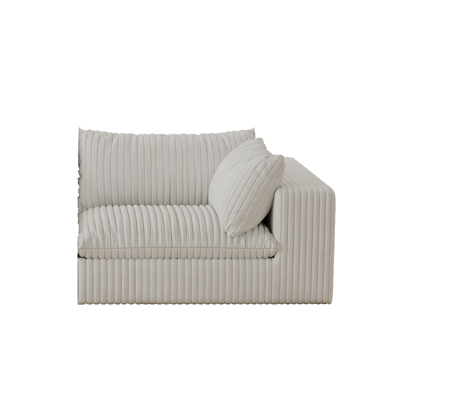 Cloud Sofa,Corduroy Fabric,Deep Seat Couches,Double-layer Design,Removable  Cushion,No Assembly, DIY Combination For Living Room, Bedroom,Conference Room ,Apartment,White