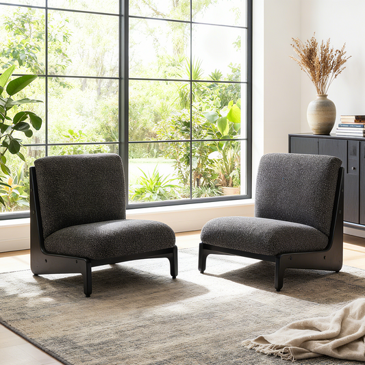 Living Moda Accent Chair Black With Solid Wood Frame, Set Of 2
