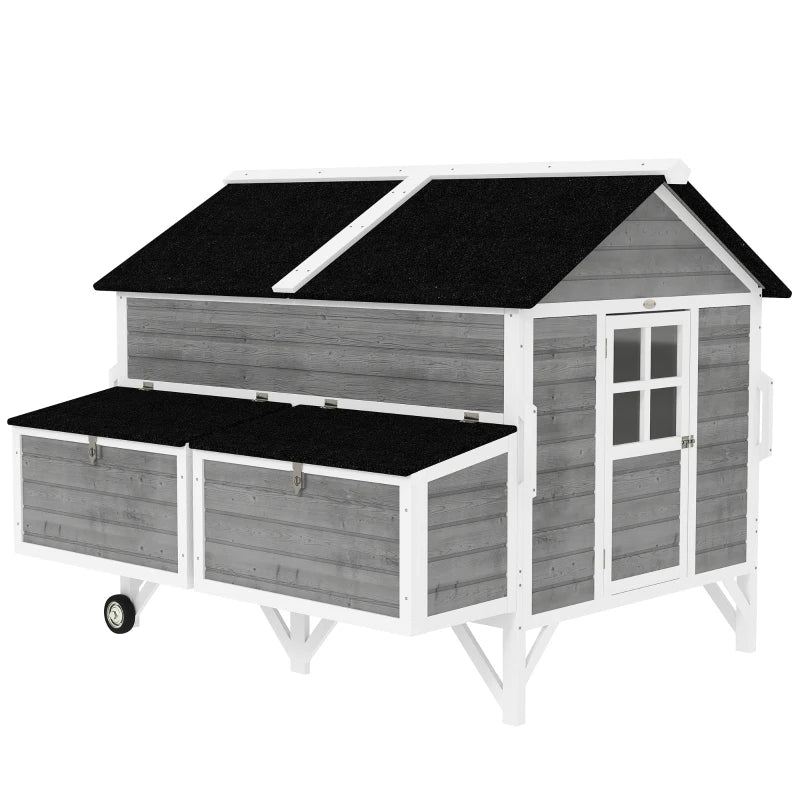 Wooden Chicken Coop W Wheels, Handles, 2 Nesting Boxes, 2 Trays, 4 Perches, Chicken Tractor For 4-6 Chickens, GrayFor Multiple Packages Being Shipped, Please Pay Attention To The Dimensions And Weigh