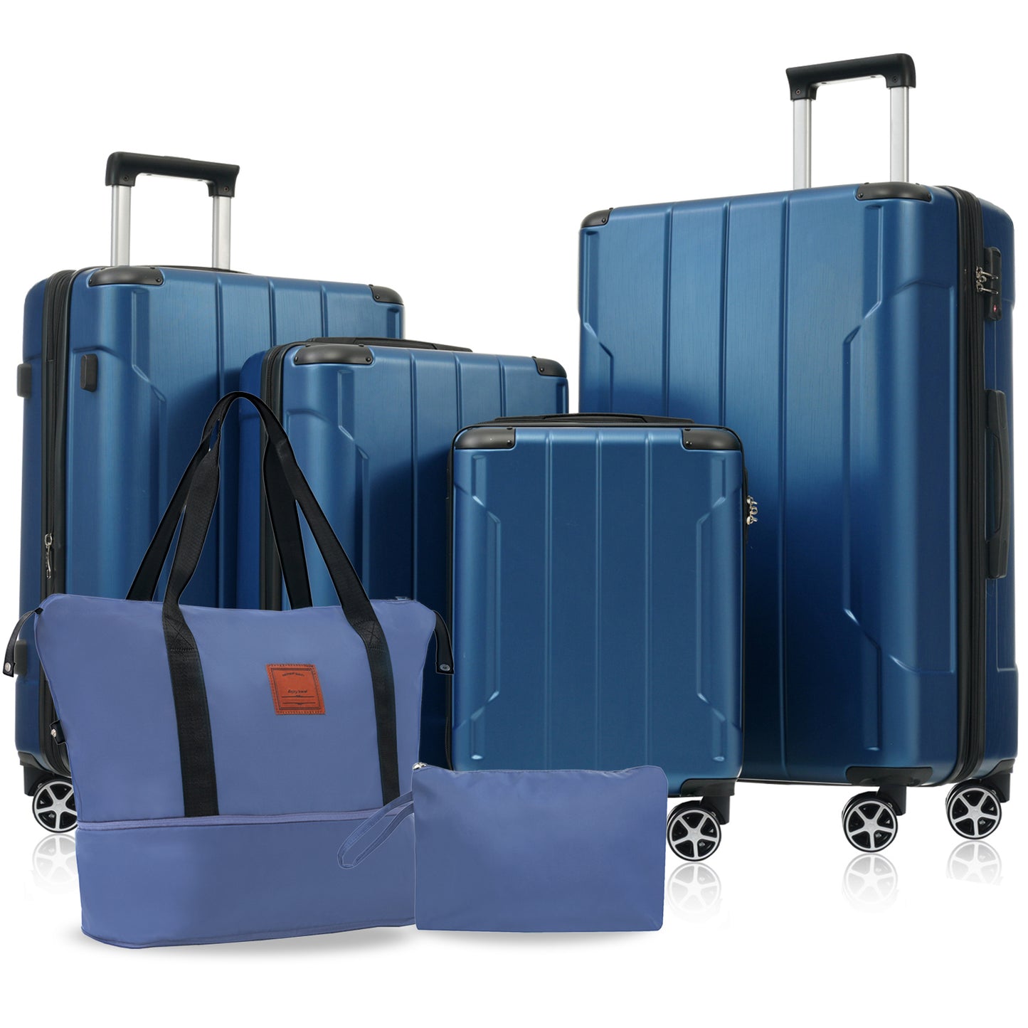 Hardshell Luggage Sets 6 Piece Suitcase Set, Expandable Lightweight Suitcases With Dual Wheels, TSA Lock For Men Women, Blue