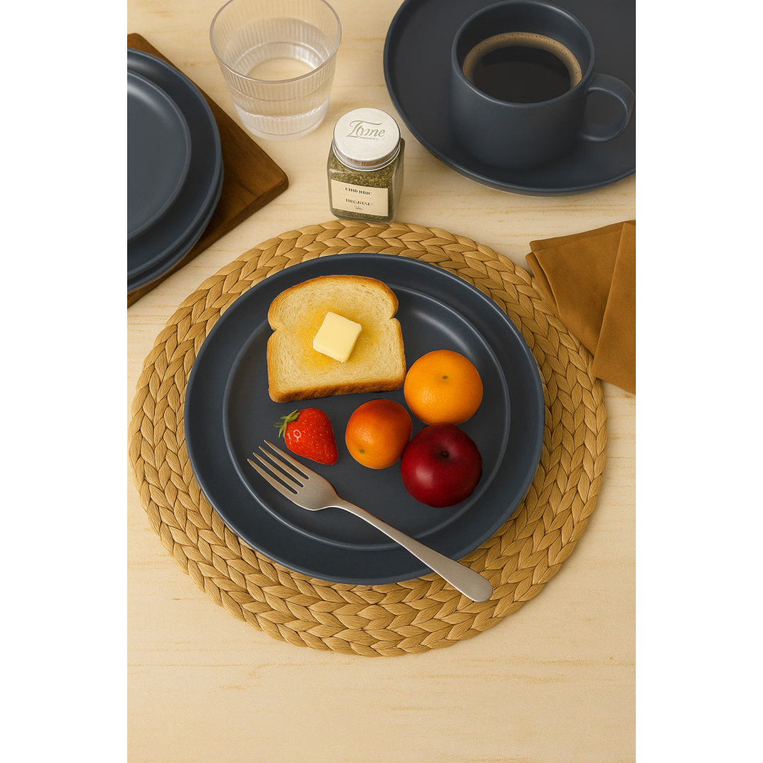 12-Piece Stoneware Dinner Plates Bowls Sets  Microwave & Dishwasher Safe   Non-Toxic Dinner Plates Bowls Set  Stackable Matte Glaze Kitchenware For 4
