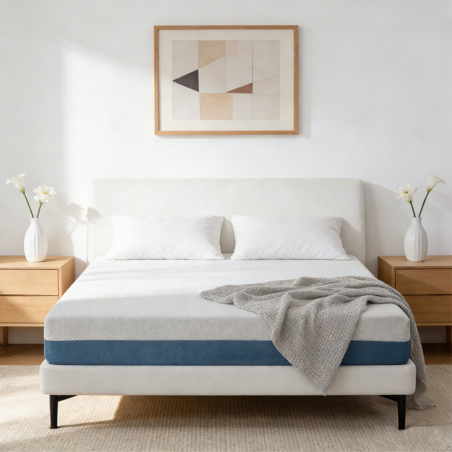 10 Inch Queen Mattress - Sterilizing & Airy, Premium High Resilience For Optimal Support, Non-Toxic Eco-Friendly Fabric, Elegant Appearance To Enhance Bedroom Aesthetics Made In Japan
