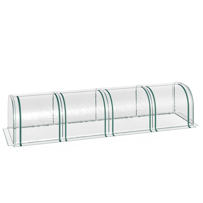 Portable Tunneled Greenhouse With 4 Zippered Doors, Water UV Fighting PVC Cover