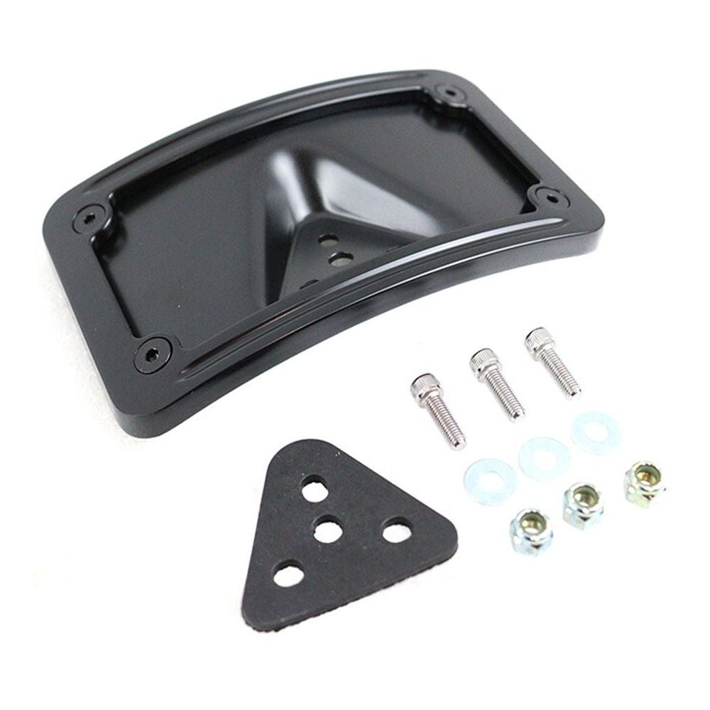 License Plate Bracket Curved Laydown Style Black Fits