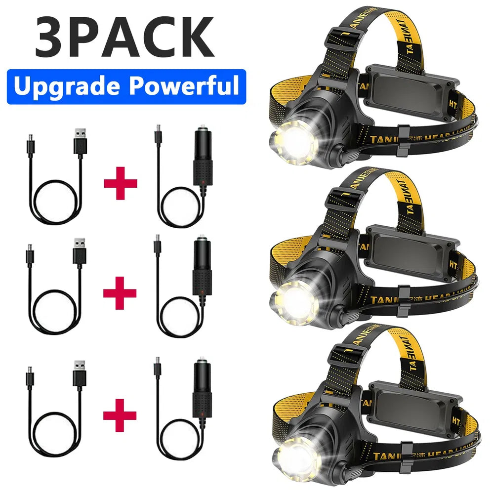 12000000lm LED Headlamp USB Rechargeable Headlight Head Torch Lamp Flashlight