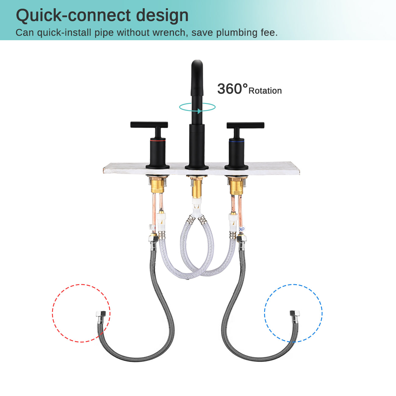 8 Inch Widespread Bathroom Sink Faucet With Pop-Up Drain