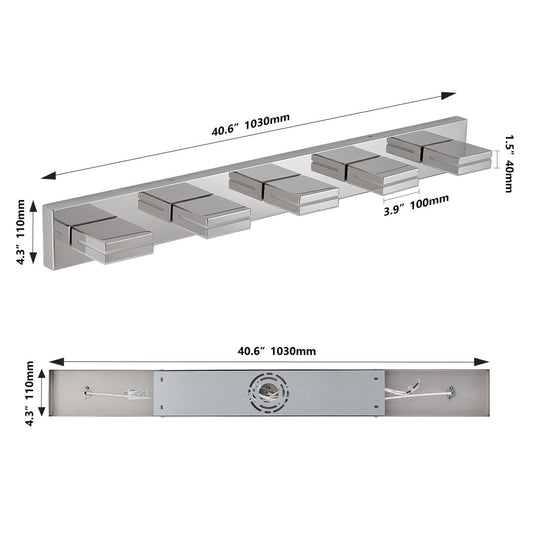 Modern Chrome LED Vanity Light, 5-Lights Wall Sconce For Bathroom And Mirror, Sleek Minimalist Design, Energy-Efficient, Easy To Install