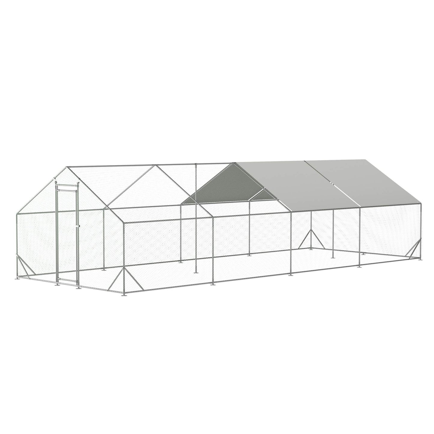 Large Metal Chicken Coop, Walk-in Chicken Run, Galvanized Wire Poultry Chicken Hen Pen Cage, Rabbits Duck Cages With Waterproof And Anti-Ultraviolet Cover For Outside